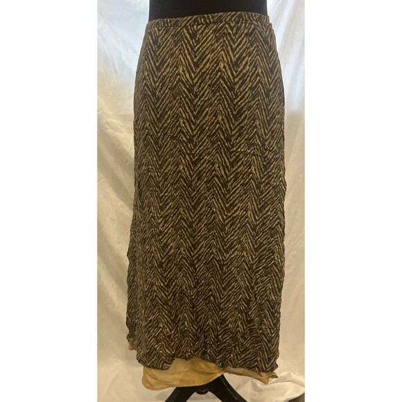 SK19261-VALERIE STEVENS Women 100% Silk Maxi Flare Skirt Multicolor Geo Lined 4 - Picture 4 of 7